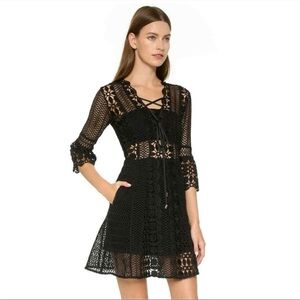 Self-Portrait Guipure Lace Mini Dress Black 2